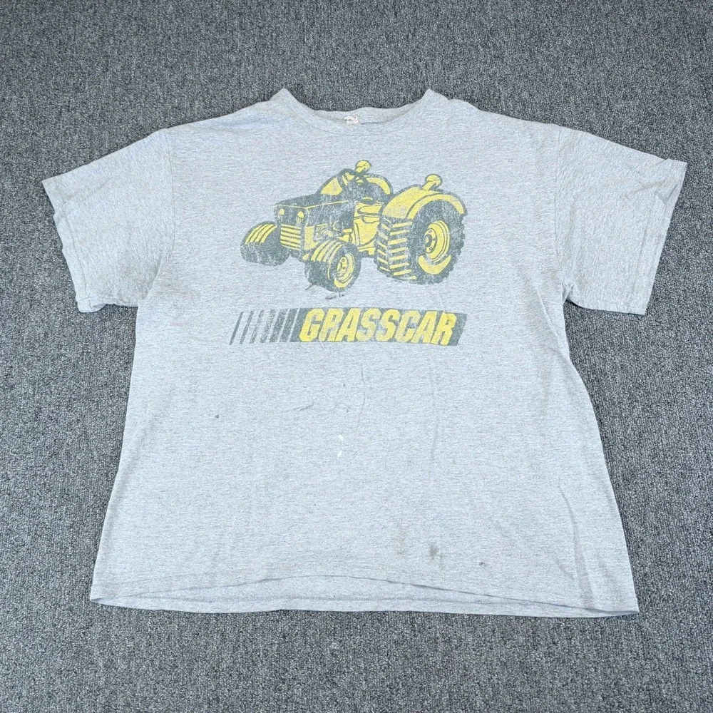 Delta Vintage 90s Grasscar Lawn Mower Racing T-Shirt Mens XL Grey Single Stitch